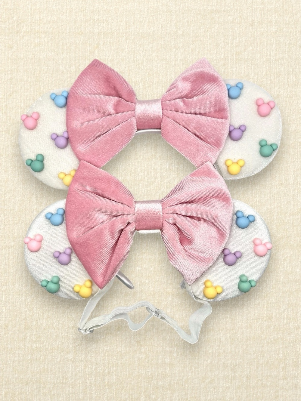 Velvet Pastel Mickey Bead Mommy & Me Minnie Ears | Disney-Inspired Mouse Ears